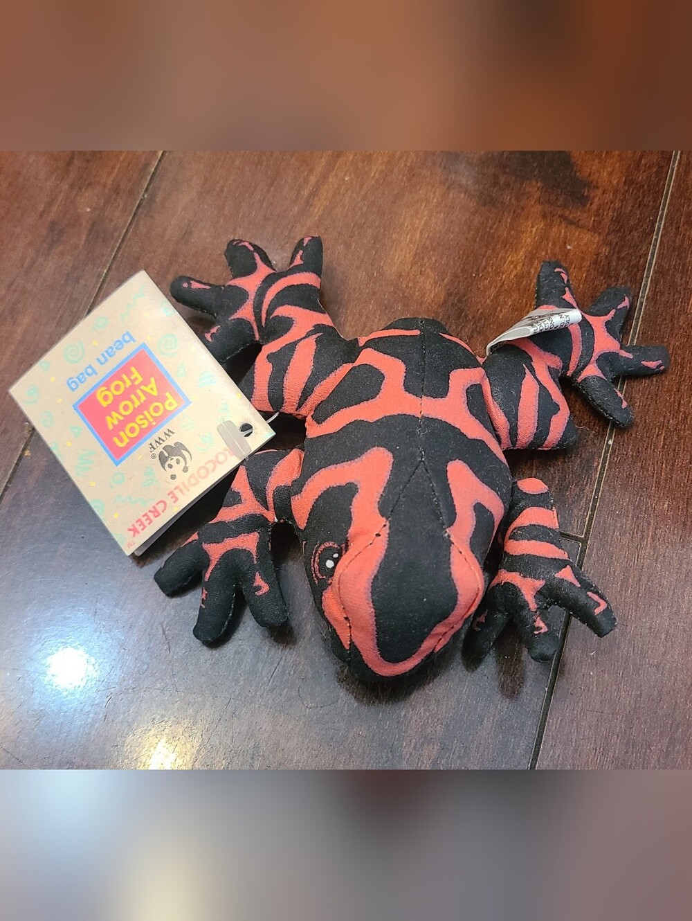 Vintage 1990 WWF Poison Arrow Frog Plush Bean Bag Tagged Determined Products Red